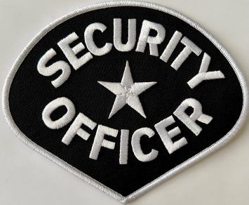SECURITY OFFICER SHOULDER PATCH - WHITE ON BLACK.